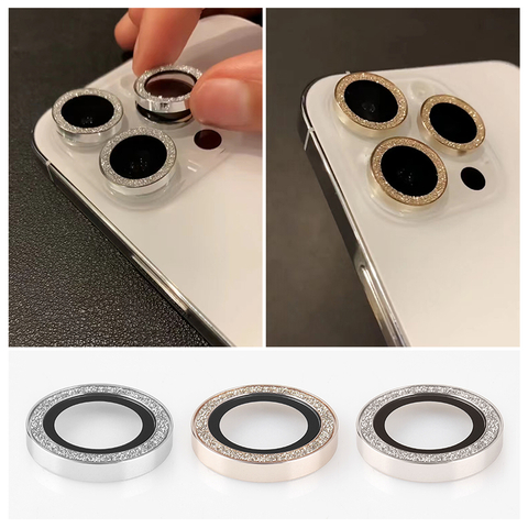 IPhone 15 Pro Max Shining Diamond Camera Lens Screen Protector 9H Individual Metal with Glass Camera Lens Film