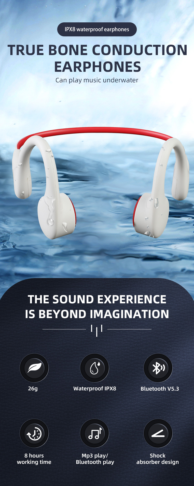 S6 Bluetooth Bone Conduction Headphones OEM&ODM Waterproof IP68